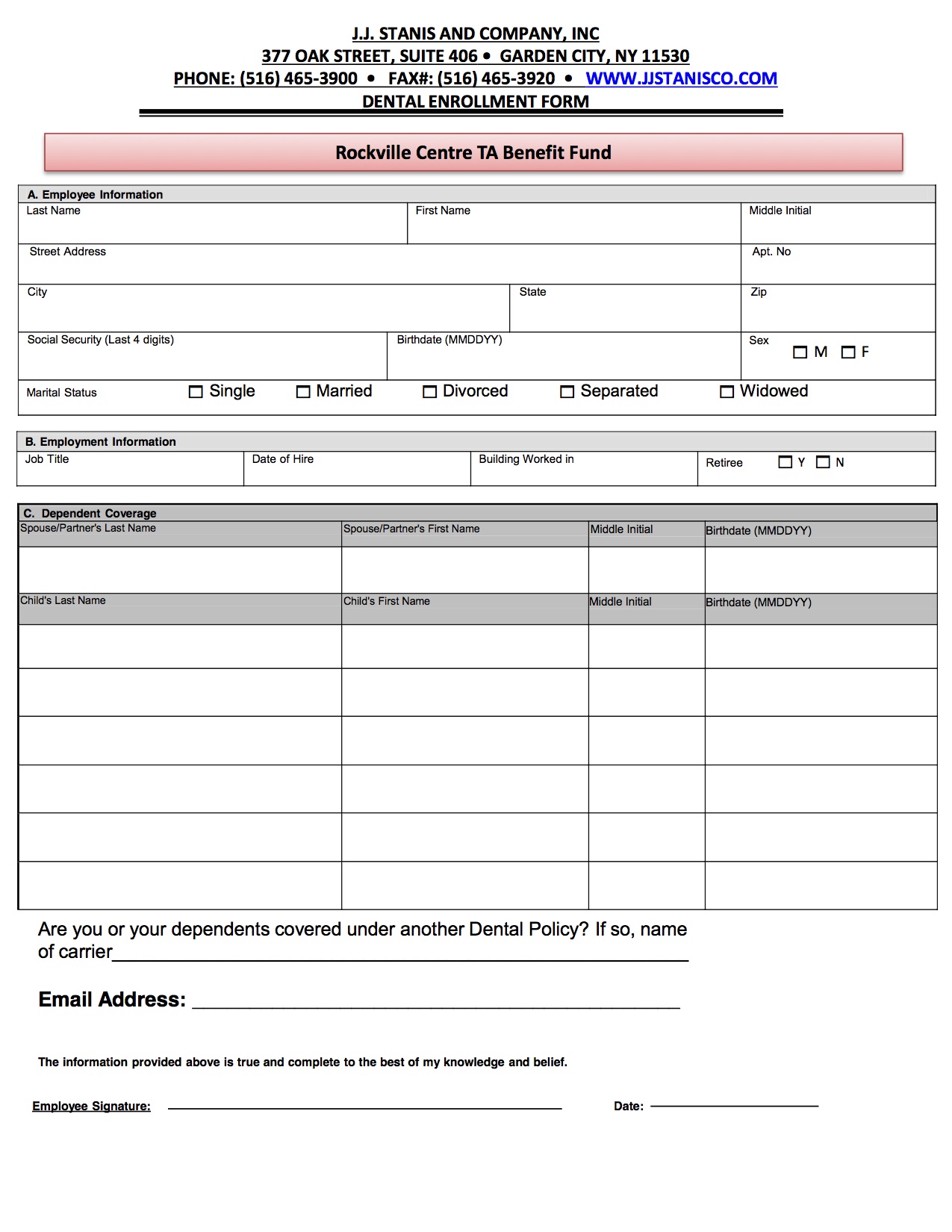 JJ Stanis enrollment form. | Rockville Centre Teachers' Association